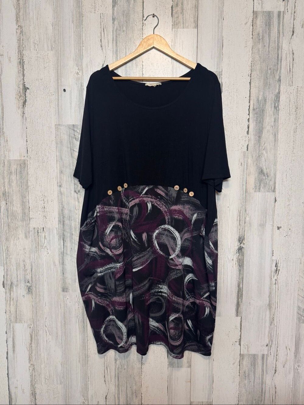Loralette City Chic Purple Abstract Brushstroke Balloon Tunic Dress Womens 22/24